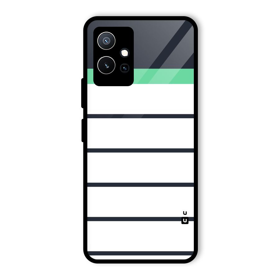 White and Simple Stripes Glass Back Case for Vivo T1 5G