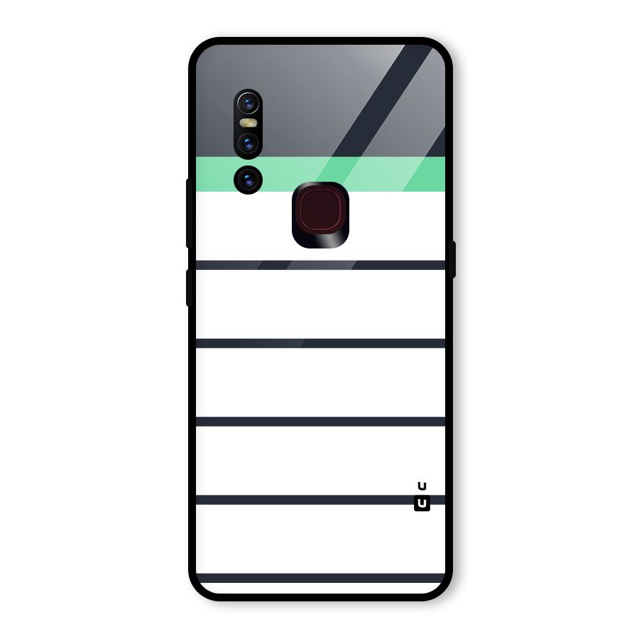 White and Simple Stripes Glass Back Case for Vivo V15