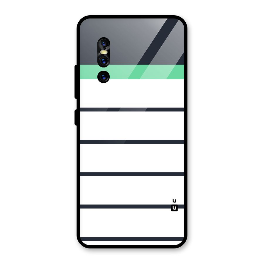 White and Simple Stripes Glass Back Case for Vivo V15 Pro