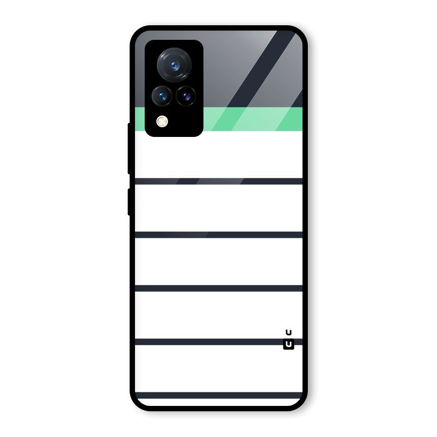 White and Simple Stripes Glass Back Case for Vivo V21 5G