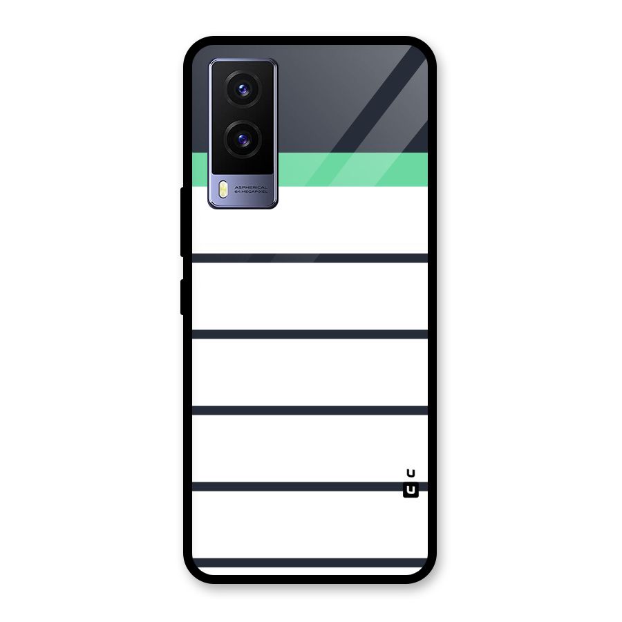 White and Simple Stripes Glass Back Case for Vivo V21e 5G