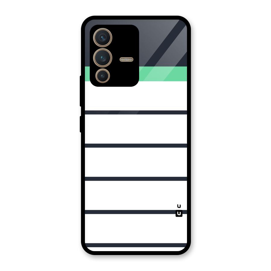 White and Simple Stripes Glass Back Case for Vivo V23 5G