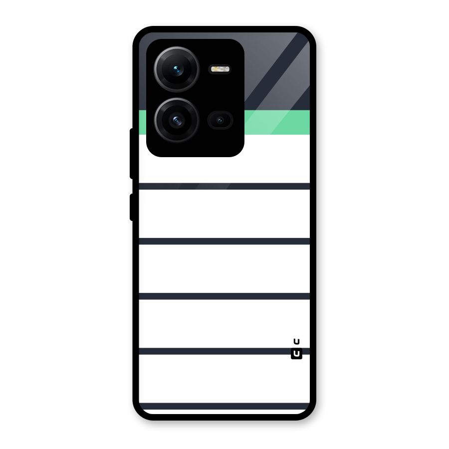 White and Simple Stripes Glass Back Case for Vivo V25