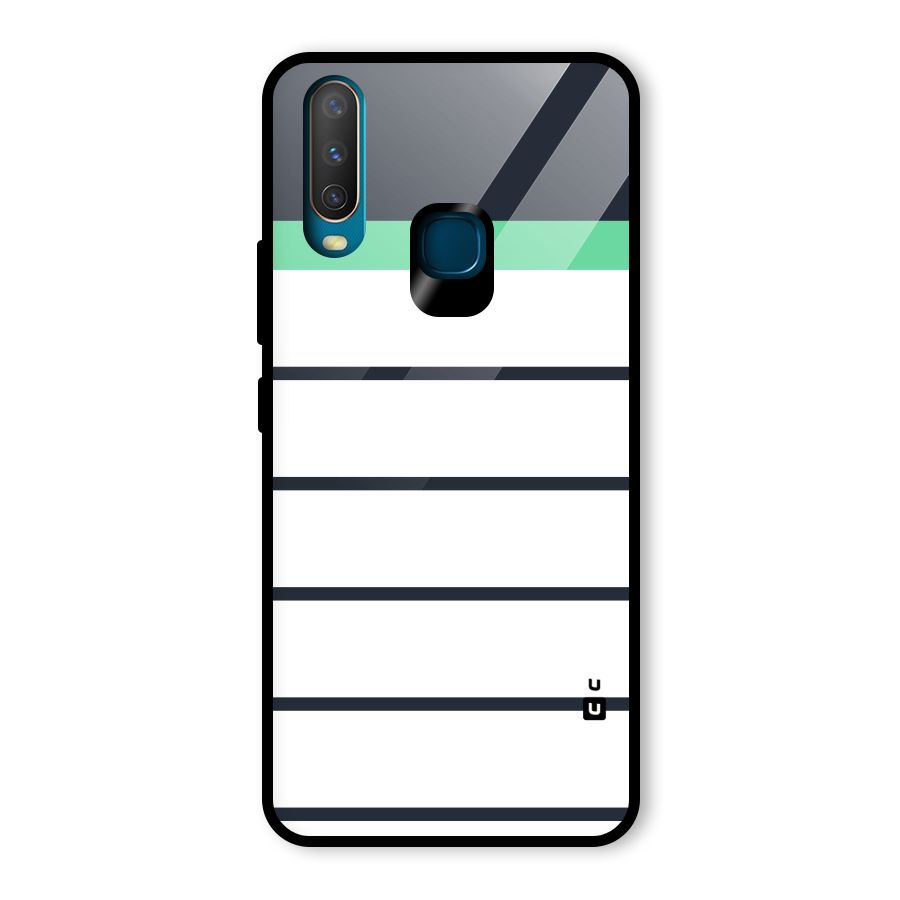White and Simple Stripes Glass Back Case for Vivo Y15