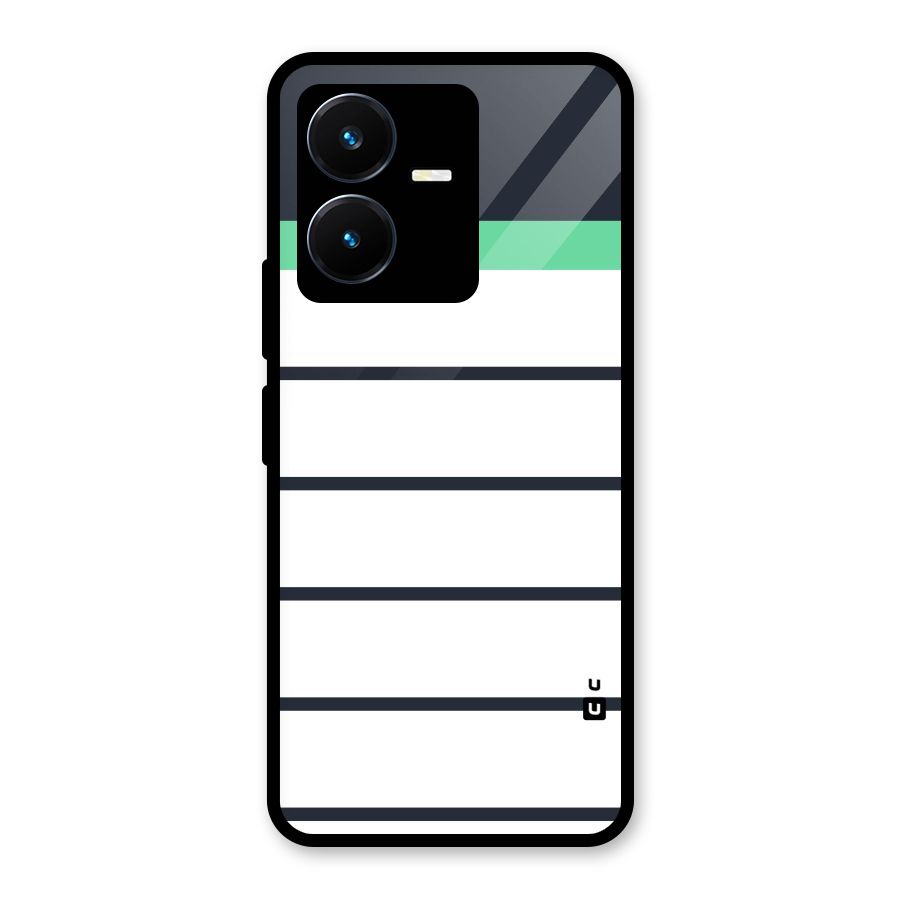 White and Simple Stripes Glass Back Case for Vivo Y22