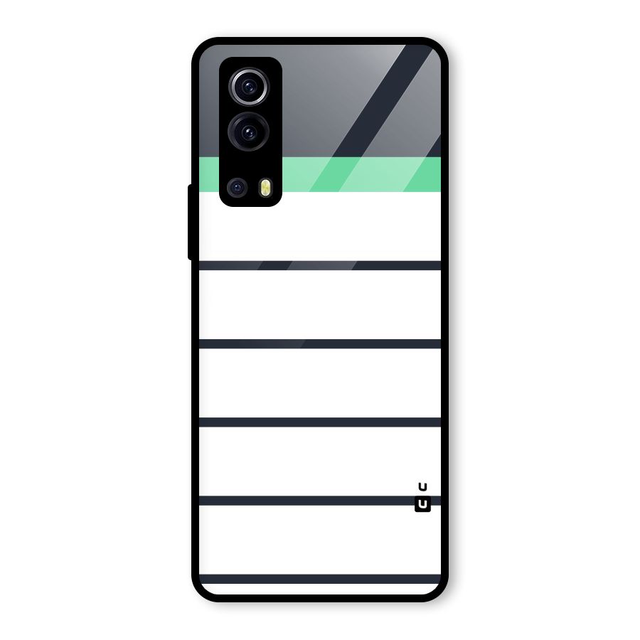 White and Simple Stripes Glass Back Case for Vivo iQOO Z3