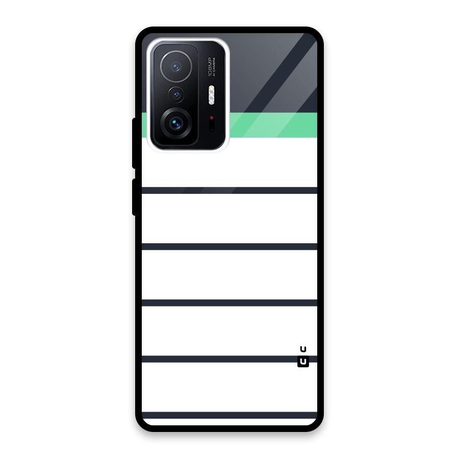 White and Simple Stripes Glass Back Case for Xiaomi 11T Pro