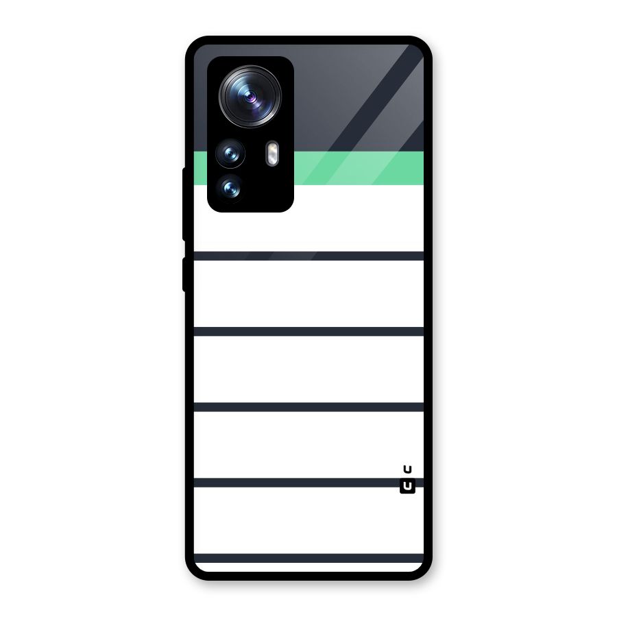 White and Simple Stripes Glass Back Case for Xiaomi 12 Pro