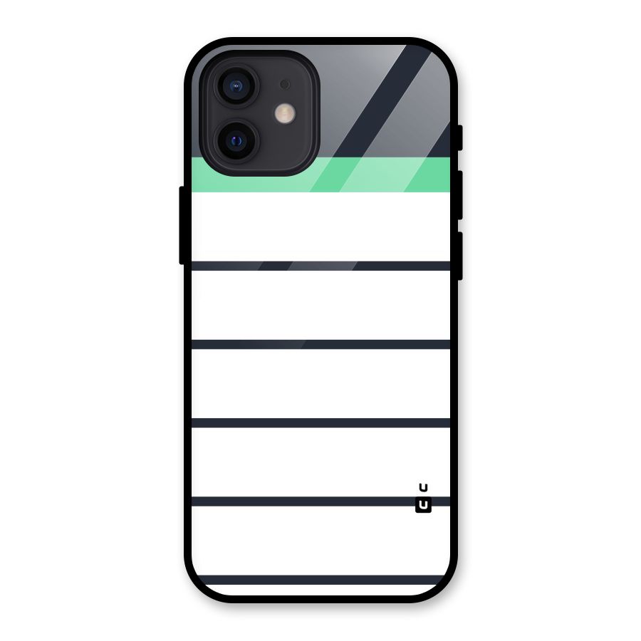 White and Simple Stripes Glass Back Case for iPhone 12
