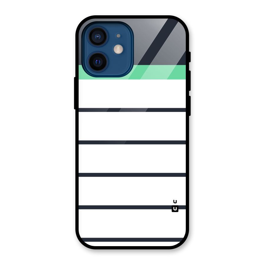 White and Simple Stripes Glass Back Case for iPhone 12 Mini