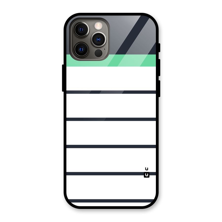 White and Simple Stripes Glass Back Case for iPhone 12 Pro