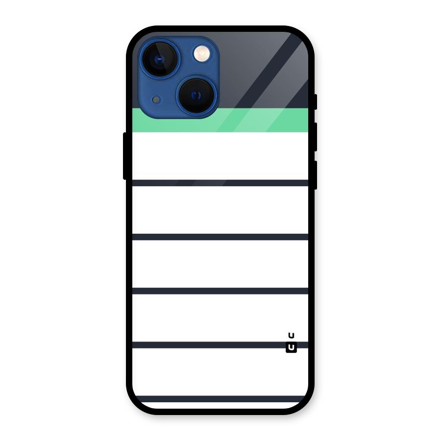 White and Simple Stripes Glass Back Case for iPhone 13 Mini