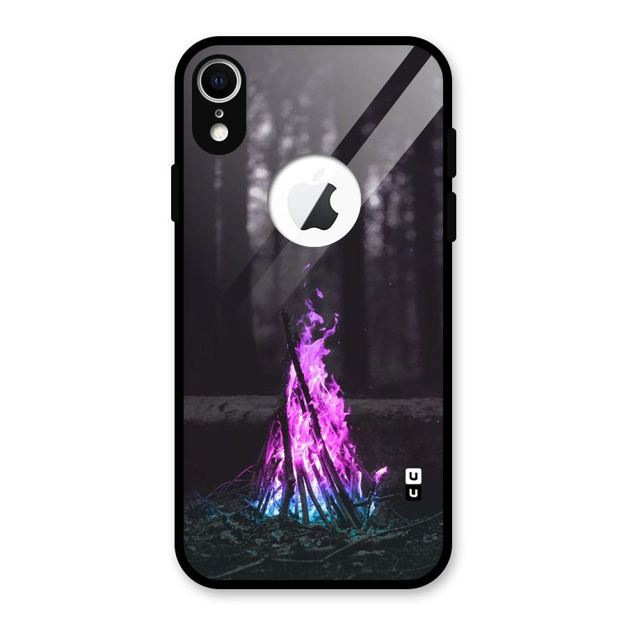 Wild Fire Glass Back Case for iPhone XR Logo Cut
