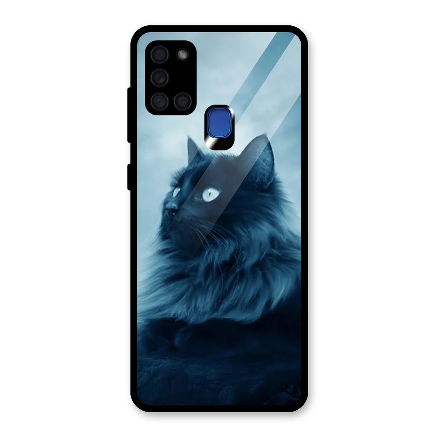 Wild Forest Cat Glass Back Case for Galaxy A21s