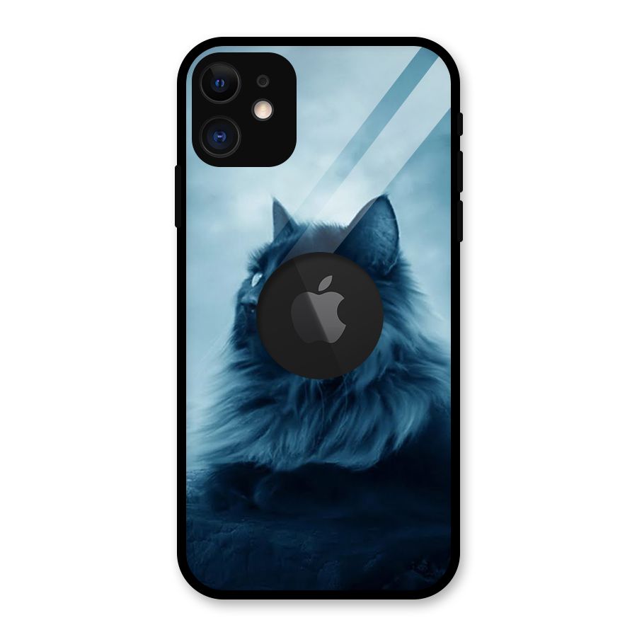 Wild Forest Cat Glass Back Case for iPhone 11 Logo Cut
