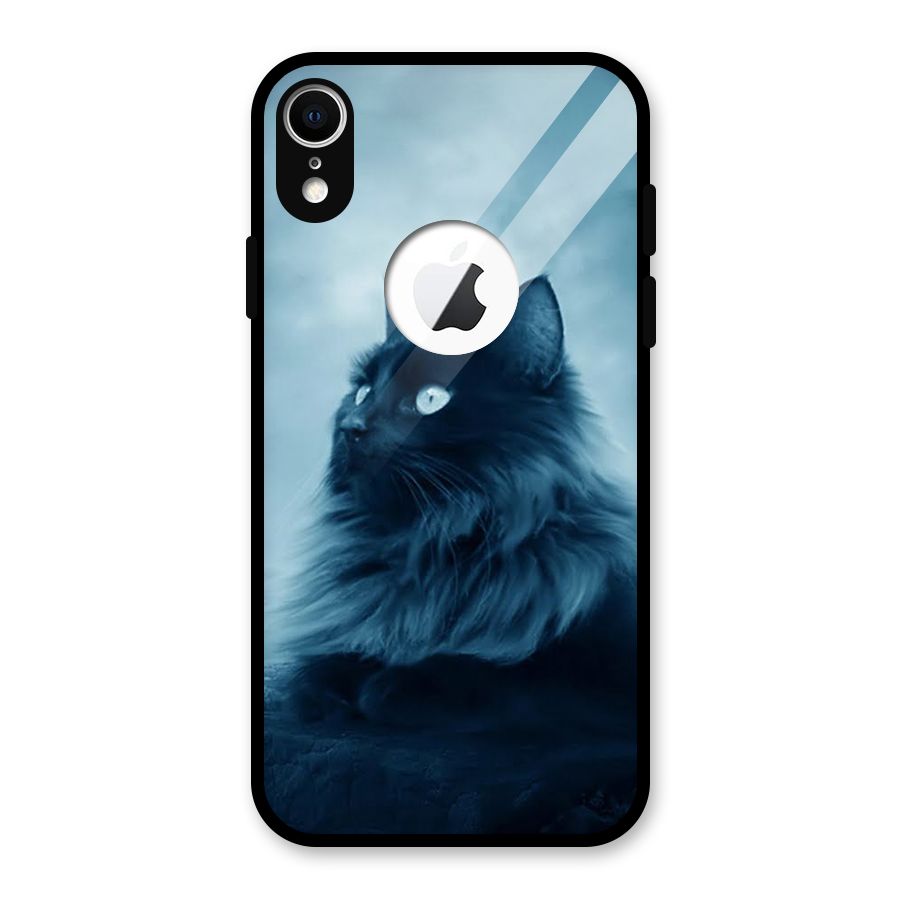 Wild Forest Cat Glass Back Case for iPhone XR Logo Cut