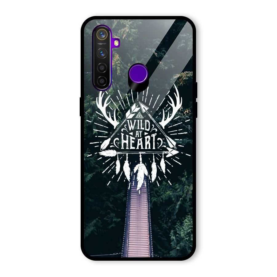 Wild Heart Glass Back Case for Realme 5 Pro