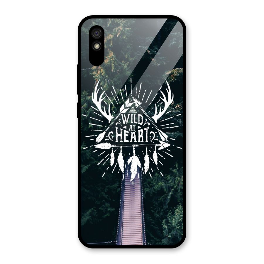 Wild Heart Glass Back Case for Redmi 9i