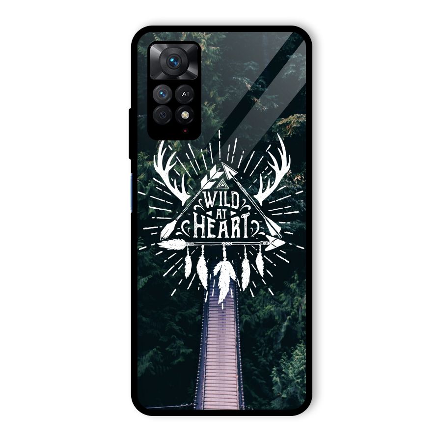 Wild Heart Glass Back Case for Redmi Note 11 Pro