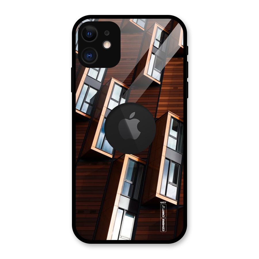 Window Abstract Glass Back Case for iPhone 11 Logo Cut