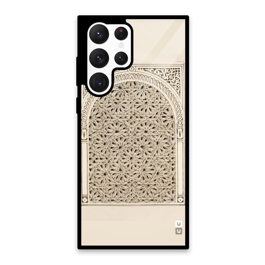 Window Ornaments Glass Back Case for Galaxy S22 Ultra 5G