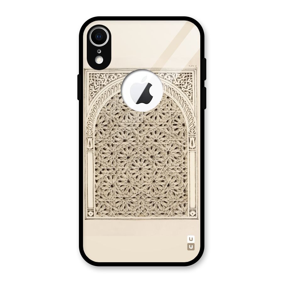 Window Ornaments Glass Back Case for iPhone XR Logo Cut