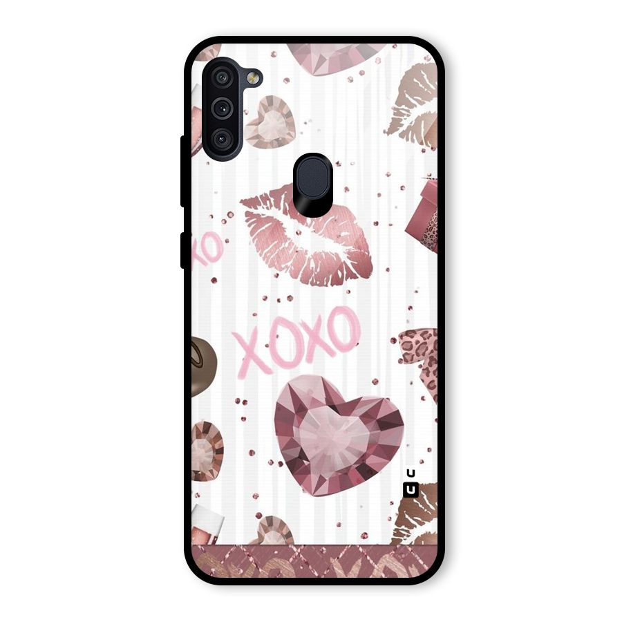 Wine Lip xoxo Glass Back Case for Galaxy M11