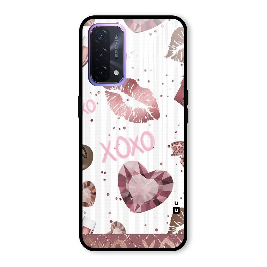 Wine Lip xoxo Glass Back Case for Oppo A74 5G