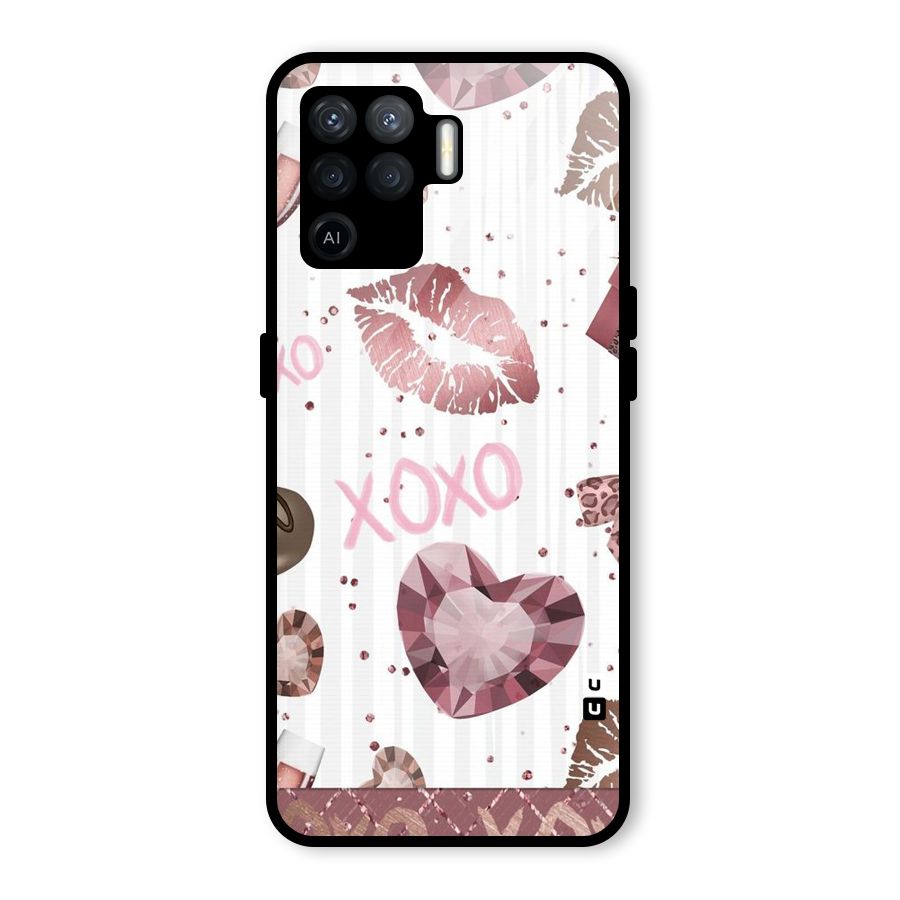 Wine Lip xoxo Glass Back Case for Oppo F19 Pro
