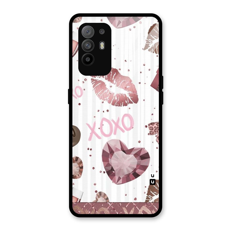 Wine Lip xoxo Glass Back Case for Oppo F19 Pro Plus 5G