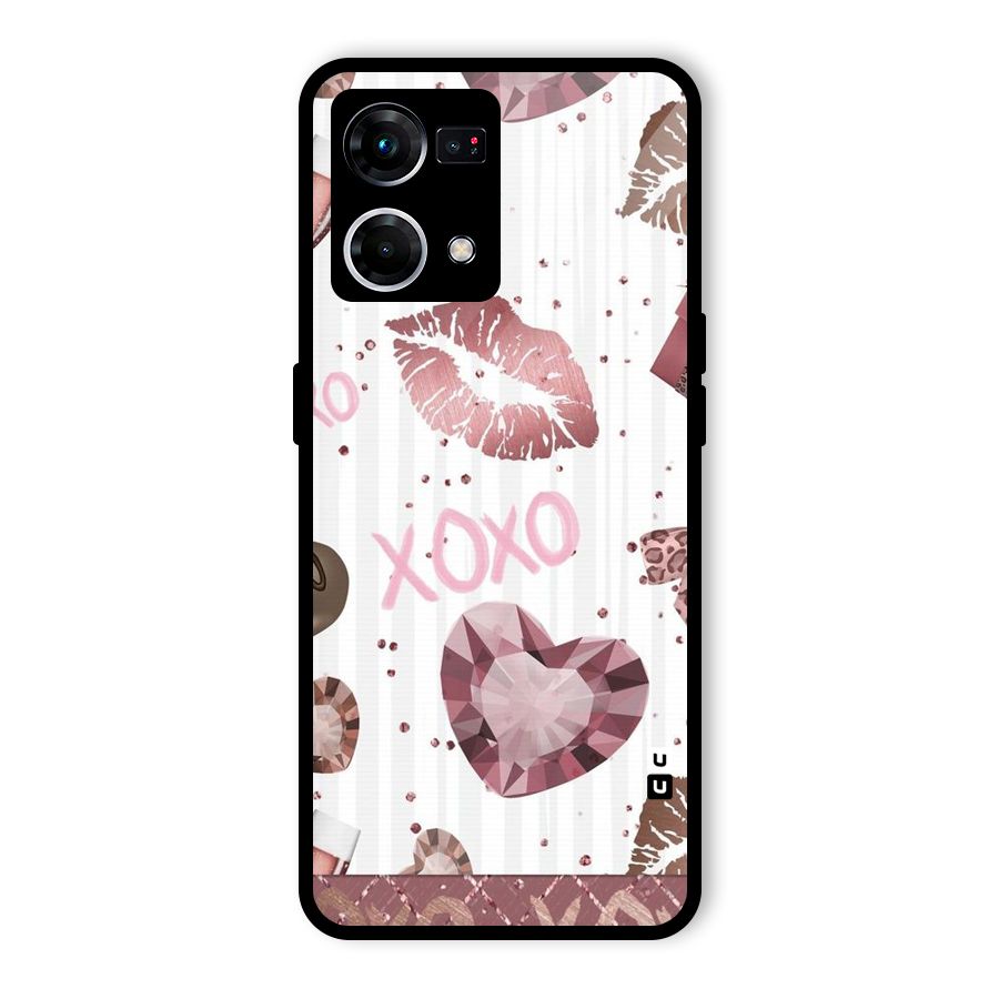 Wine Lip xoxo Glass Back Case for Oppo F21 Pro 4G