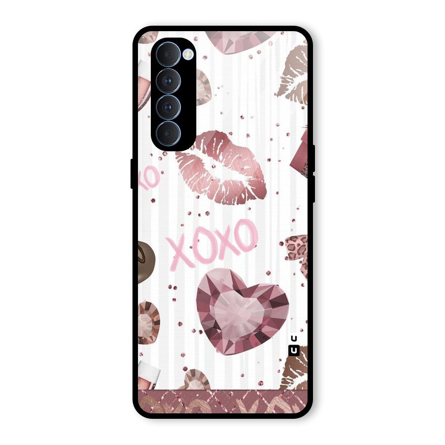 Wine Lip xoxo Glass Back Case for Oppo Reno4 Pro
