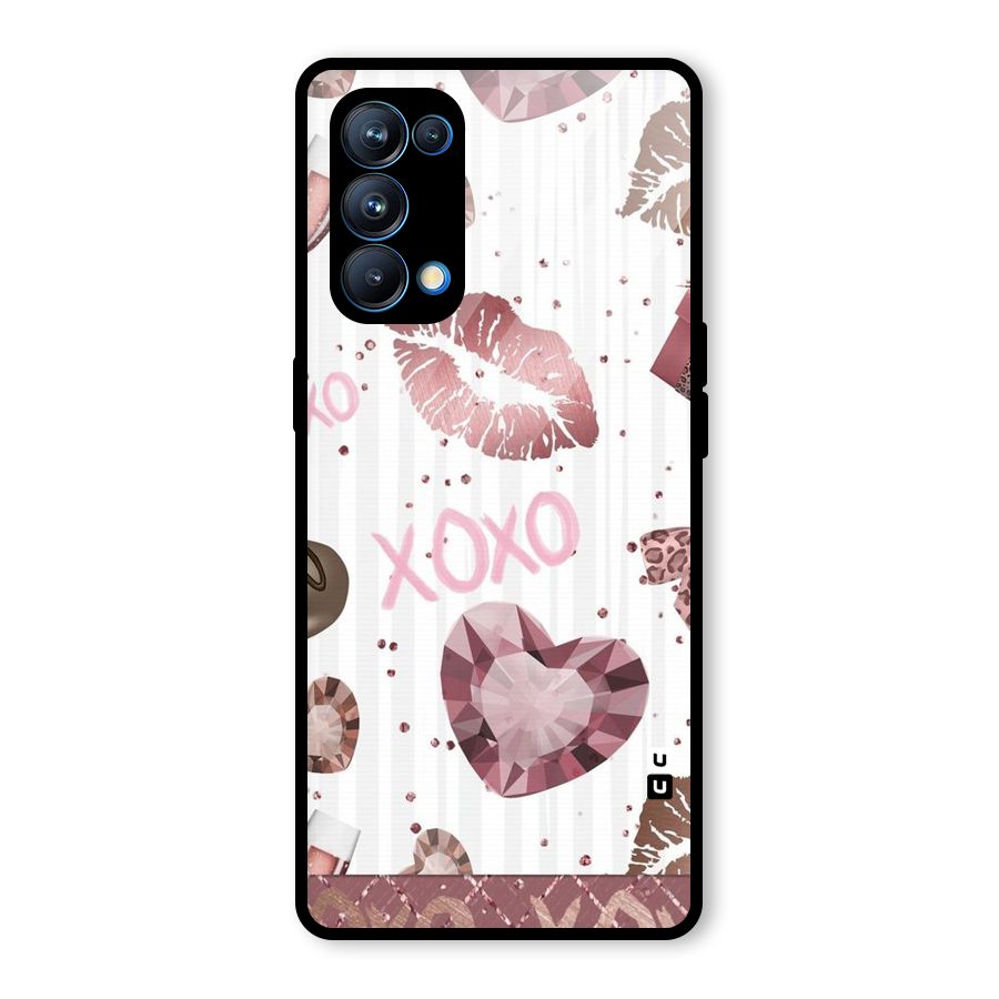 Wine Lip xoxo Glass Back Case for Oppo Reno5 Pro 5G