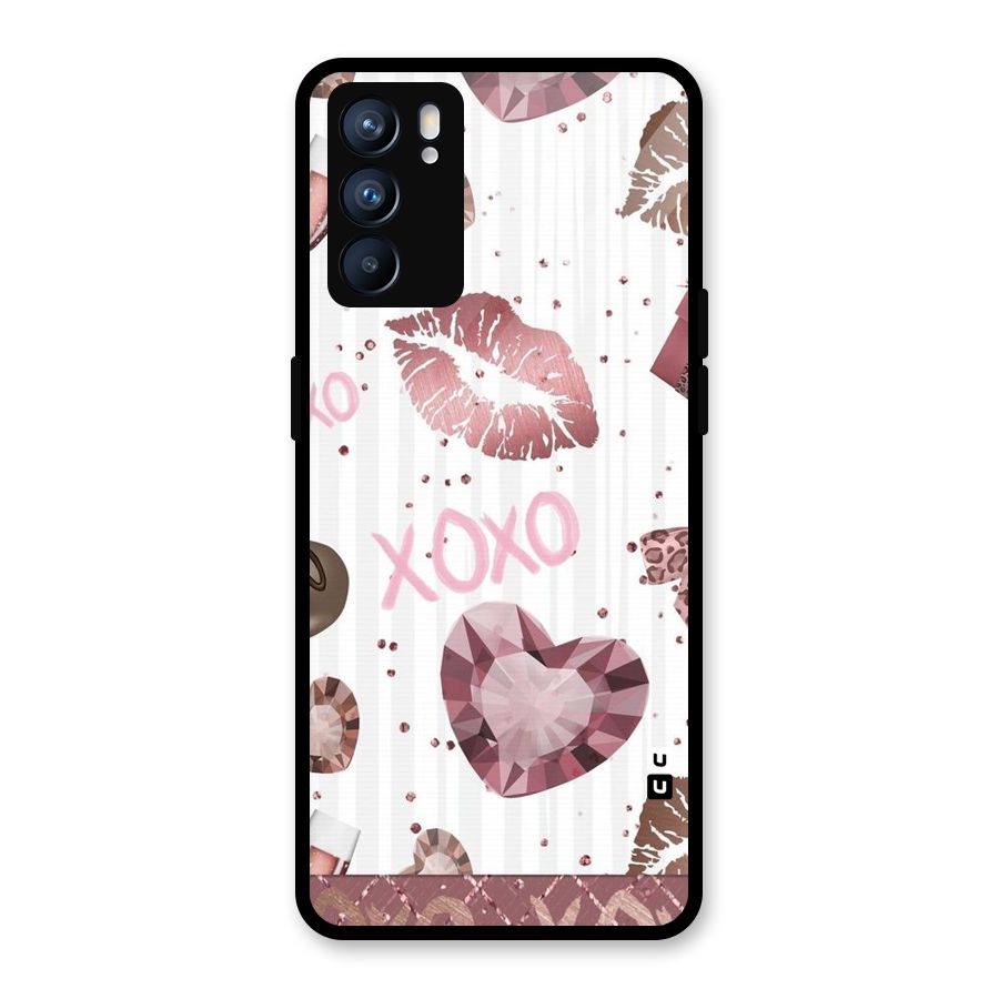 Wine Lip xoxo Glass Back Case for Oppo Reno6 5G