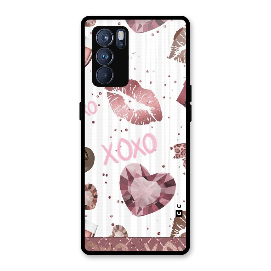 Wine Lip xoxo Glass Back Case for Oppo Reno6 Pro 5G