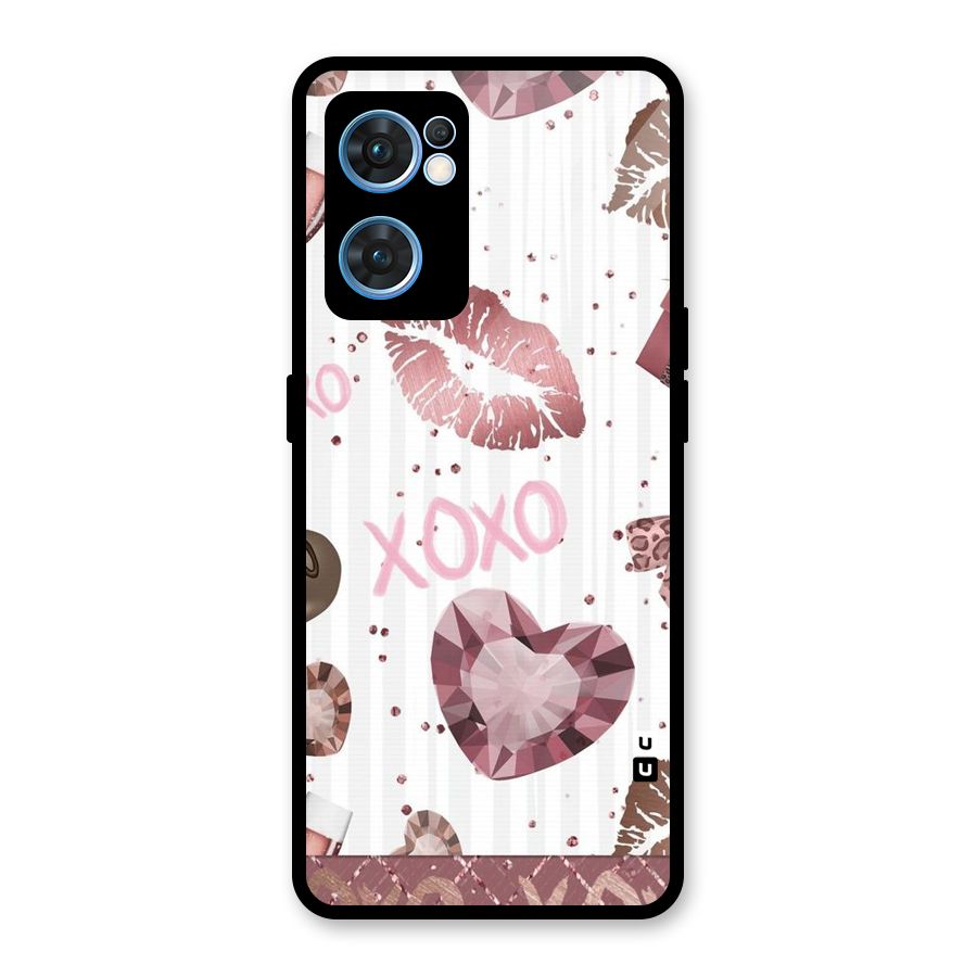 Wine Lip xoxo Glass Back Case for Oppo Reno7 5G