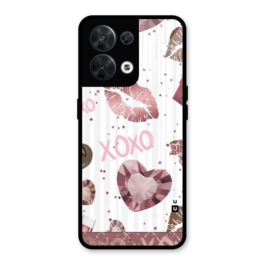 Wine Lip xoxo Glass Back Case for Oppo Reno8 5G