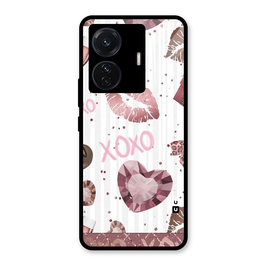 Wine Lip xoxo Glass Back Case for Vivo T1 Pro