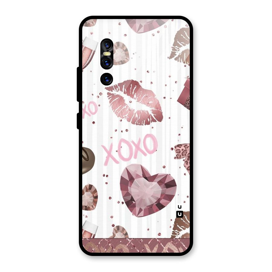Wine Lip xoxo Glass Back Case for Vivo V15 Pro