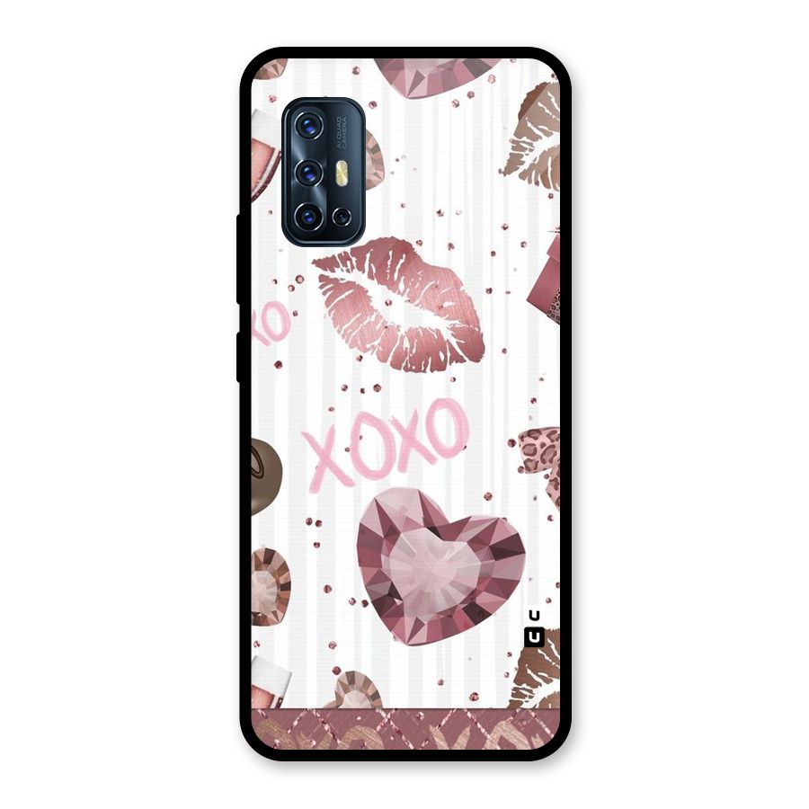 Wine Lip xoxo Glass Back Case for Vivo V17