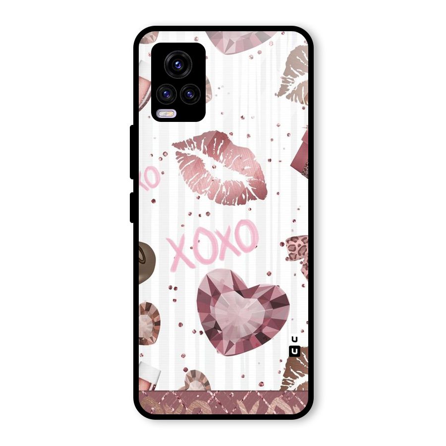 Wine Lip xoxo Glass Back Case for Vivo V20