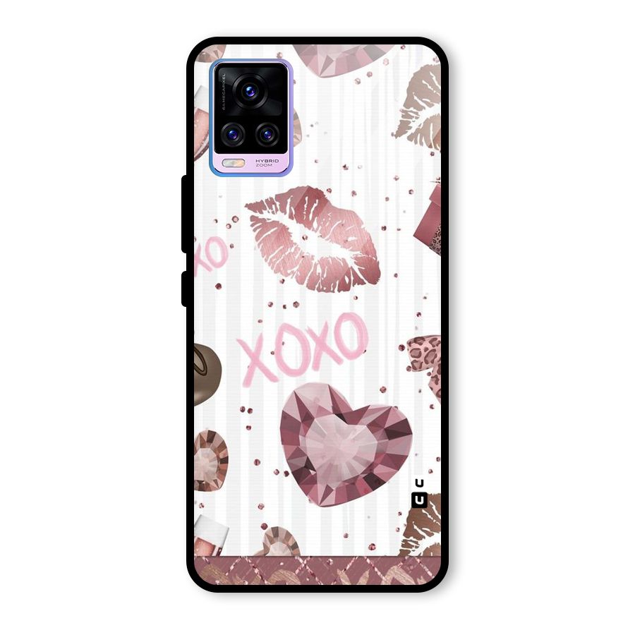 Wine Lip xoxo Glass Back Case for Vivo V20 Pro