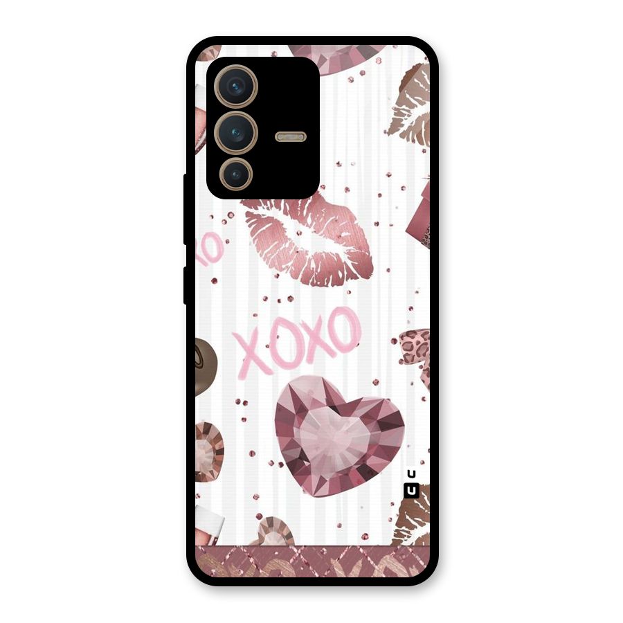 Wine Lip xoxo Glass Back Case for Vivo V23 5G