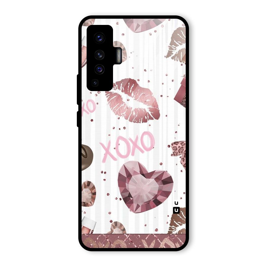 Wine Lip xoxo Glass Back Case for Vivo X50