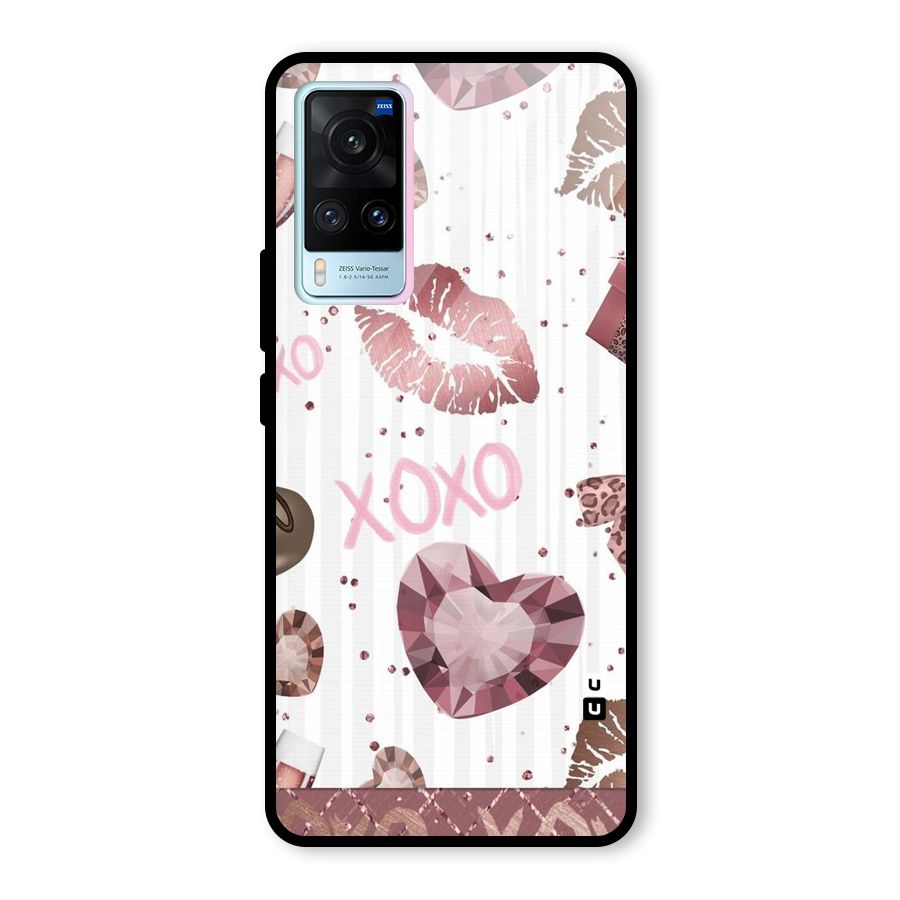 Wine Lip xoxo Glass Back Case for Vivo X60