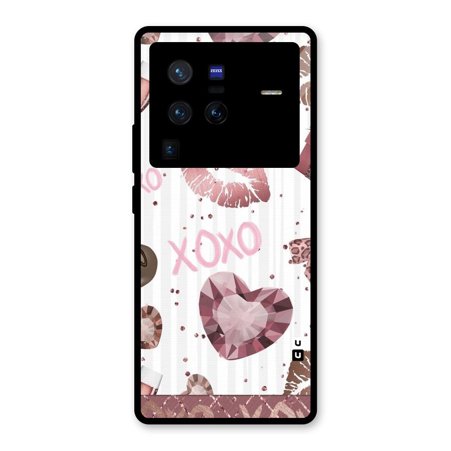 Wine Lip xoxo Glass Back Case for Vivo X80 Pro
