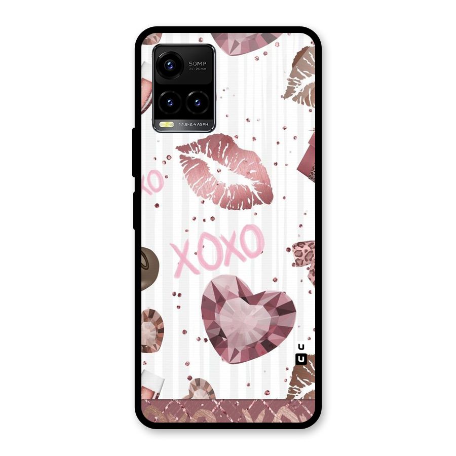Wine Lip xoxo Glass Back Case for Vivo Y21T