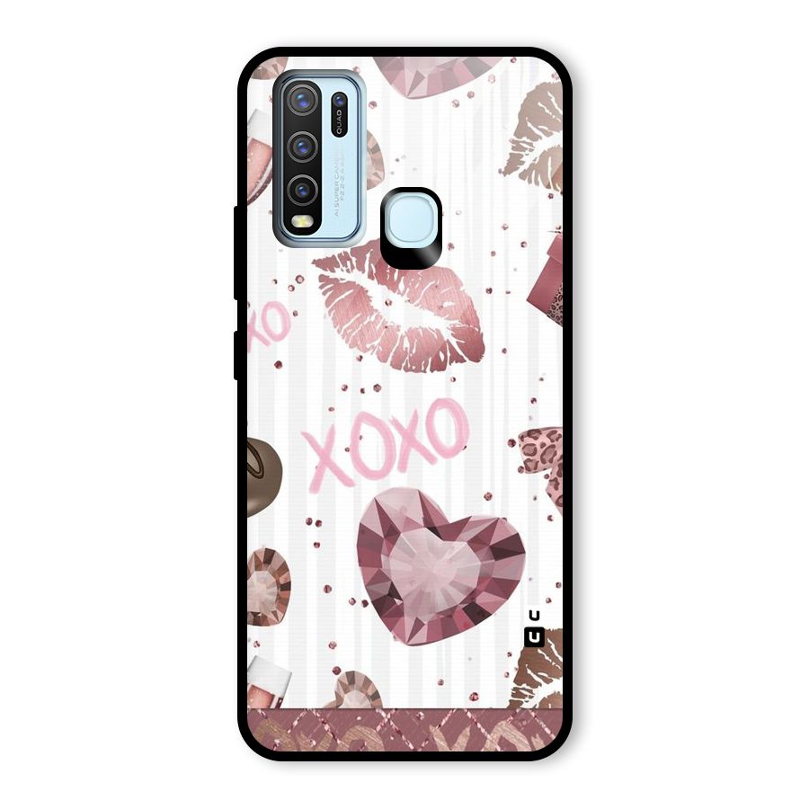 Wine Lip xoxo Glass Back Case for Vivo Y50