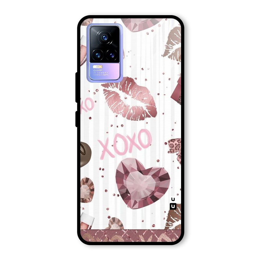Wine Lip xoxo Glass Back Case for Vivo Y73
