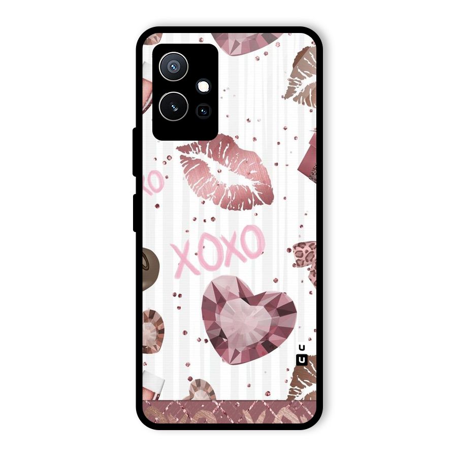 Wine Lip xoxo Glass Back Case for Vivo iQOO Z6